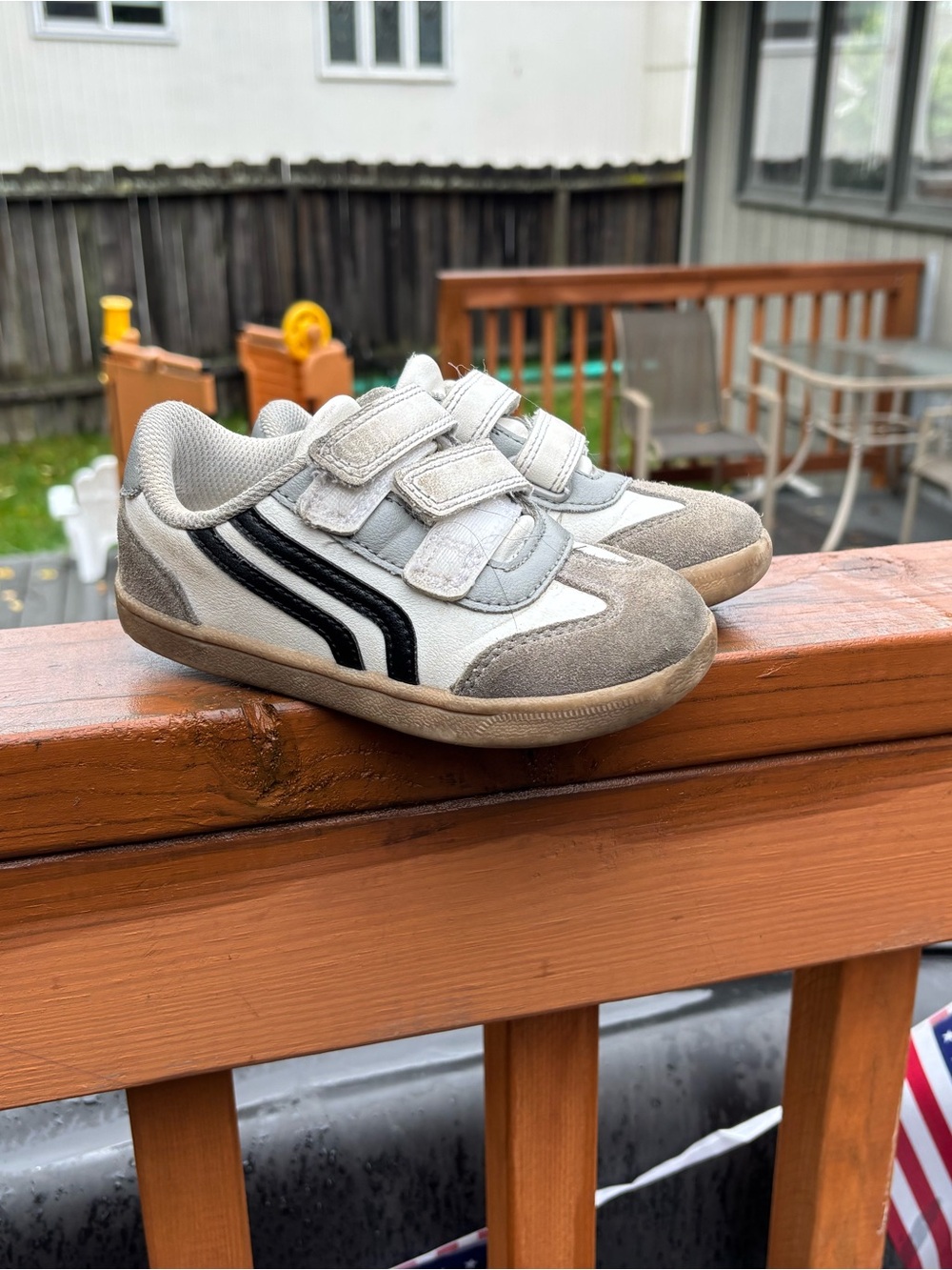 Cat & Jack White and Gray Velcro Sneakers with Black Stripes